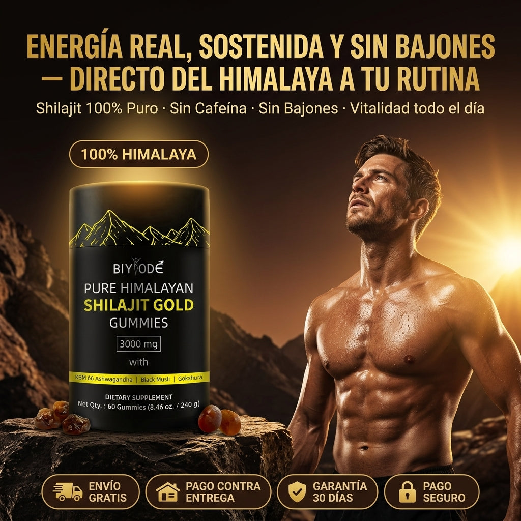 Shilajit Gold Gummies 100% Puro del Himalaya | Energía y Vitalidad Real Todo el Día