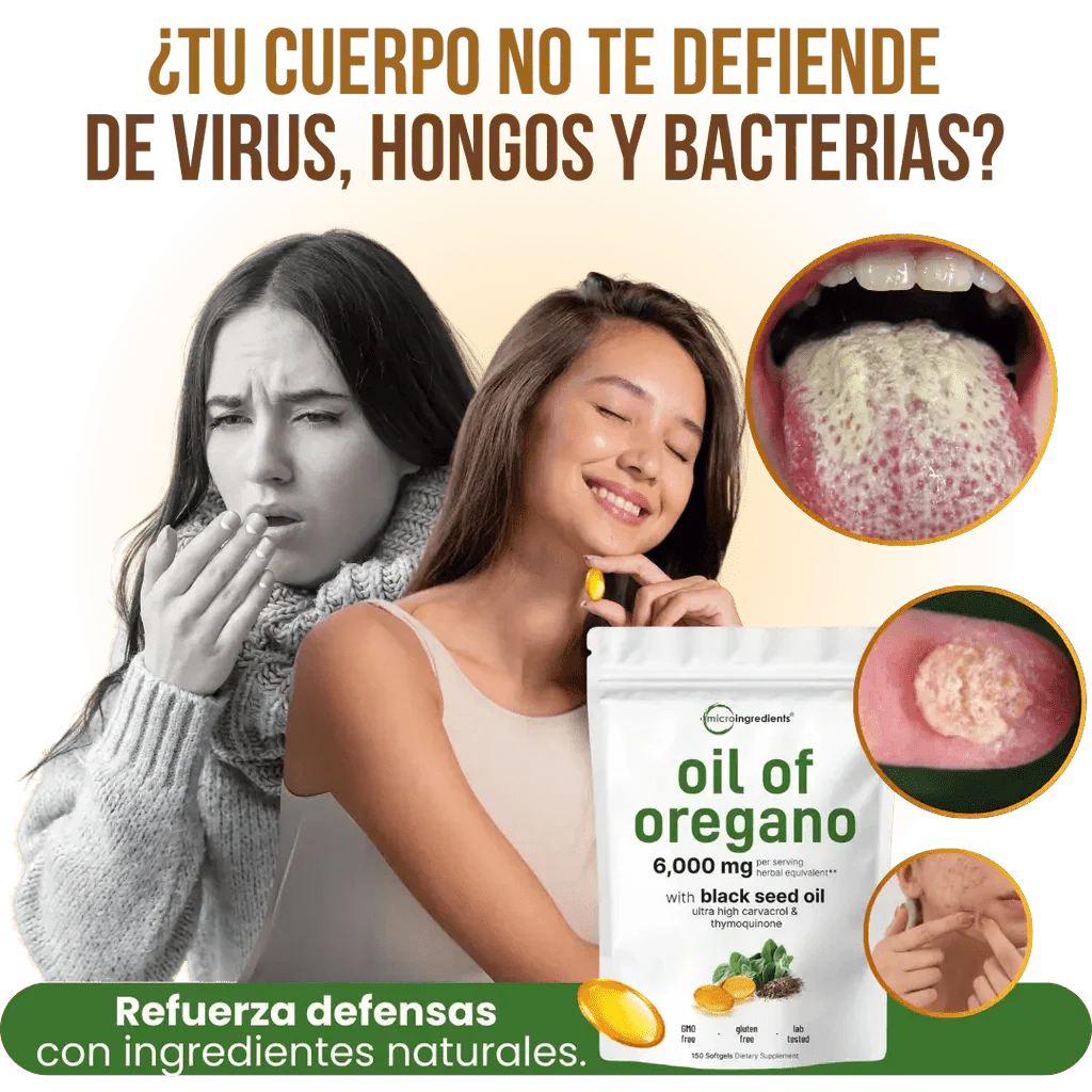 Aceite de Orégano: Elimina Hongos, Virus e Infecciones •180UND•