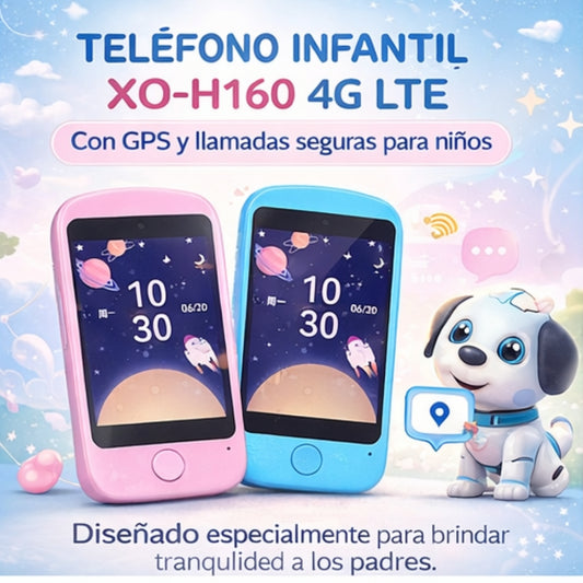 Teléfono Infantil XO-H160 4G LTE con GPS en Tiempo Real y Llamadas Seguras para Niños