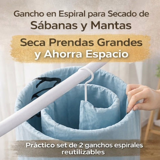 Gancho en Espiral para Secado de Sábanas y Mantas – Ahorra Espacio y Seca Prendas Grandes Fácilmente