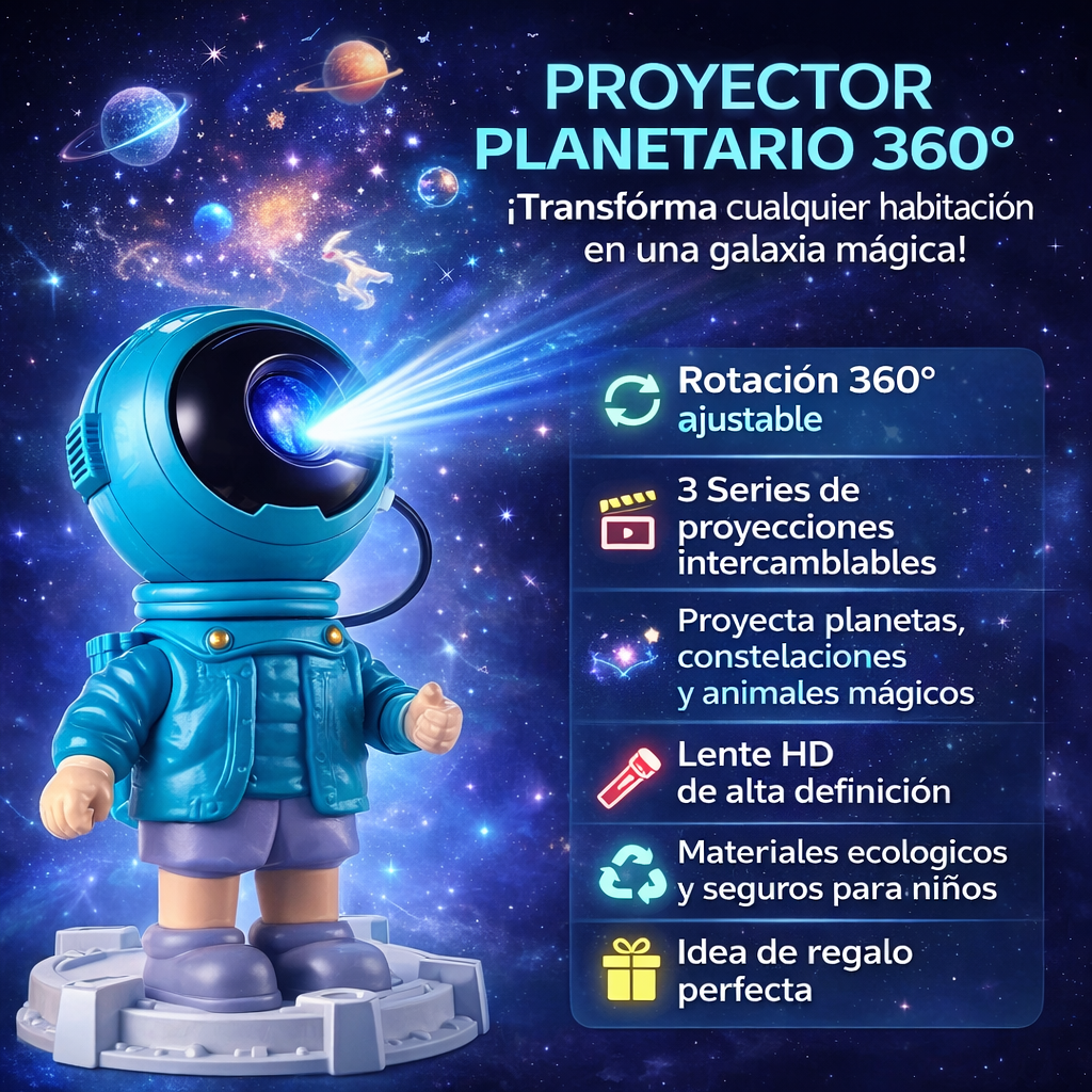 Proyector Planetario Astronauta con Rotación 360°