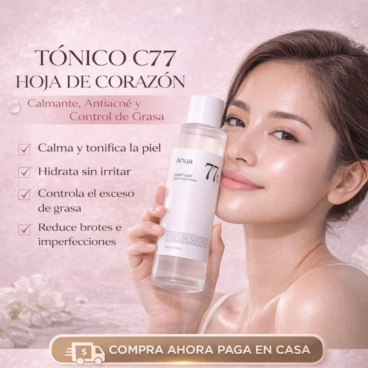 Tónico C77 Hoja de Corazón ANUA 250ml – Calmante, Antiacné y Control de Grasa