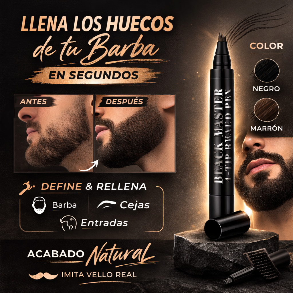 Beard Pen 4 en 1 para Barba, Cejas y Entradas – Efecto Densidad Instantánea