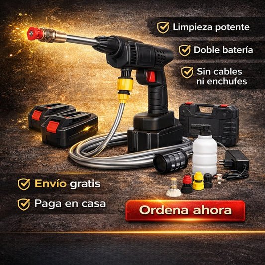 Hidrolavadora Portátil Inalámbrica con Doble Batería – Limpieza potente en cualquier lugar