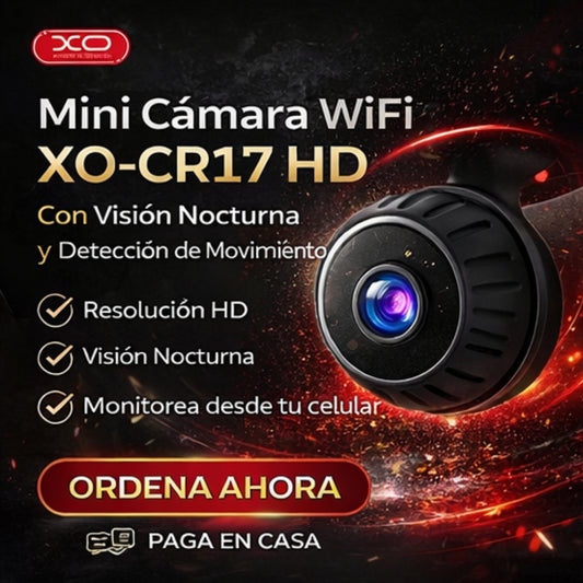 Mini Cámara WiFi XO-CR17 HD con Visión Nocturna y Detección de Movimiento