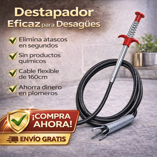Destapador de Desagües de Alta Presión – Elimina Atascos en Inodoros, Lavabos y Fregaderos en Segundos