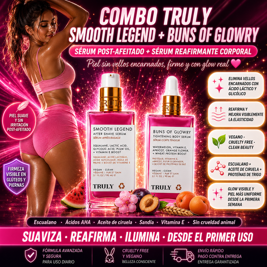 Combo Truly Smooth y Buns: Pack Corporal para una Piel Más Firme, Suave y Libre de Irritación ✨
