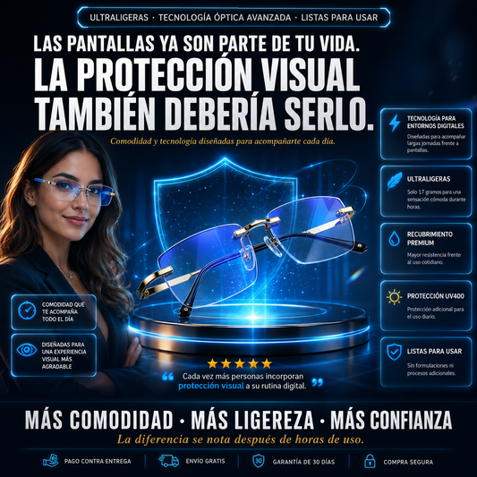 Gafas Anti Luz Azul Ultraligeras 17g — Protege tu Vista de Pantallas Sin Ir al Oftalmólogo