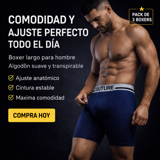 Boxer Largo Hombre 100% Algodón Couture Pack x3 – Comodidad fresca y ajuste perfecto para uso diario