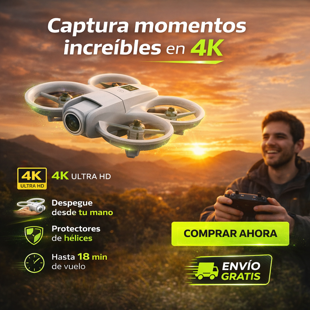 Mini Drone  UAV VHL graba videos 4K estables desde tu mano con vuelo fácil y seguro