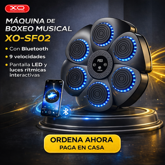 Máquina de Boxeo Musical XO-SF02 con Bluetooth, 9 Velocidades, Pantalla LED y Luces Interactivas