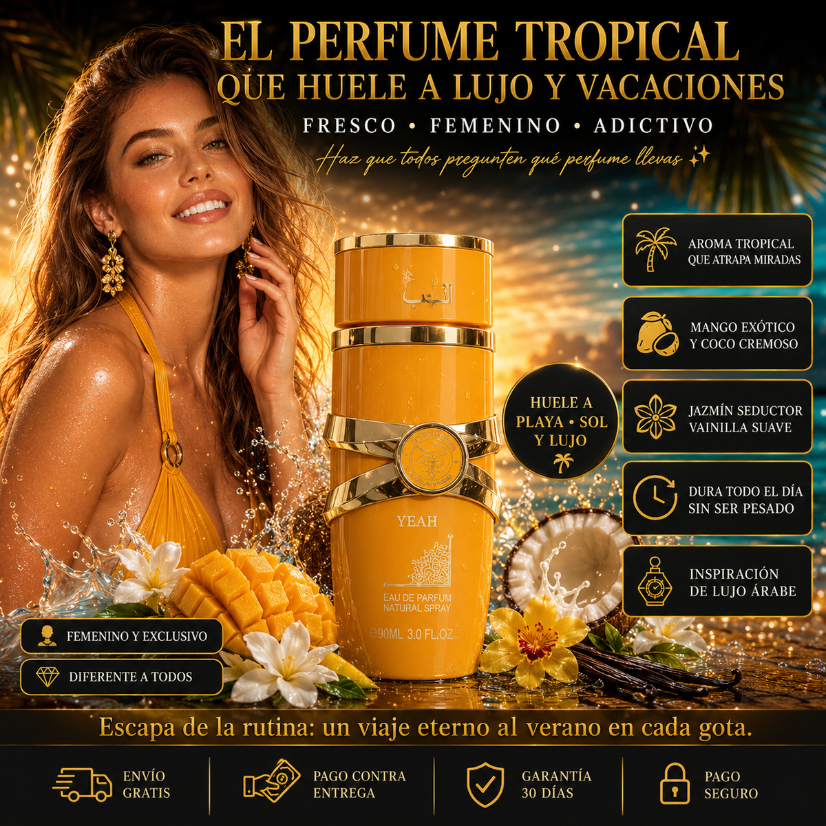🌊 Perfume Árabe Inspirado en Yara Tous — Mango, Coco y Vainilla con Aroma de Lujo Tropical