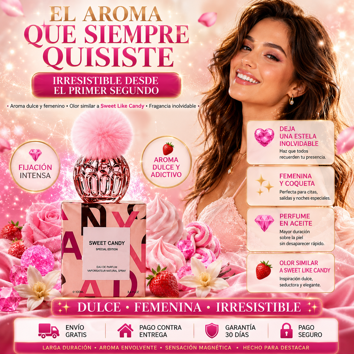 Perfume Sweet Candy en Aceite — Fragancia Femenina e Irresistible de Larga Duración