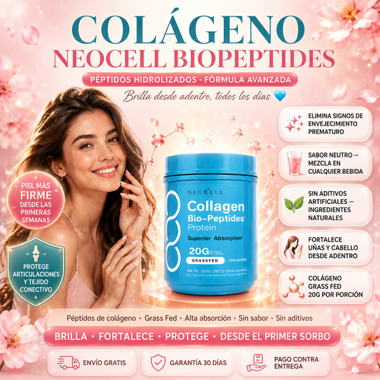 Colágeno NeoCell 20g: Biopéptidos para una piel más firme, cabello fuerte y uñas sanas