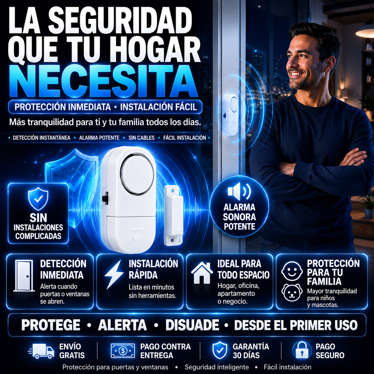 Alarma Magnética para Puertas y Ventanas: Alerta Sonora Inmediata para Proteger tu Hogar 24/7