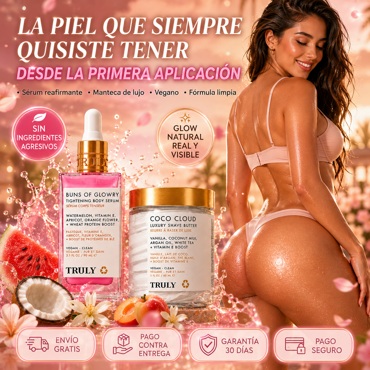 🥥 Combo Truly Buns + Crema de Coco: Rutina Reafirmante e Hidratante para una Piel Radiante y Suave