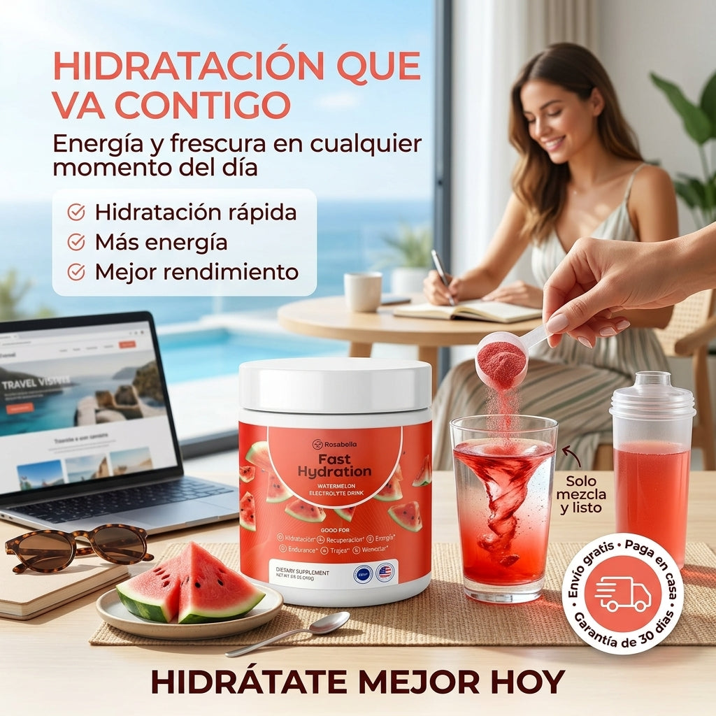 Bebida Electrolítica en Polvo Sabor Sandía – Hidratación rápida, energía y mejor rendimiento diario