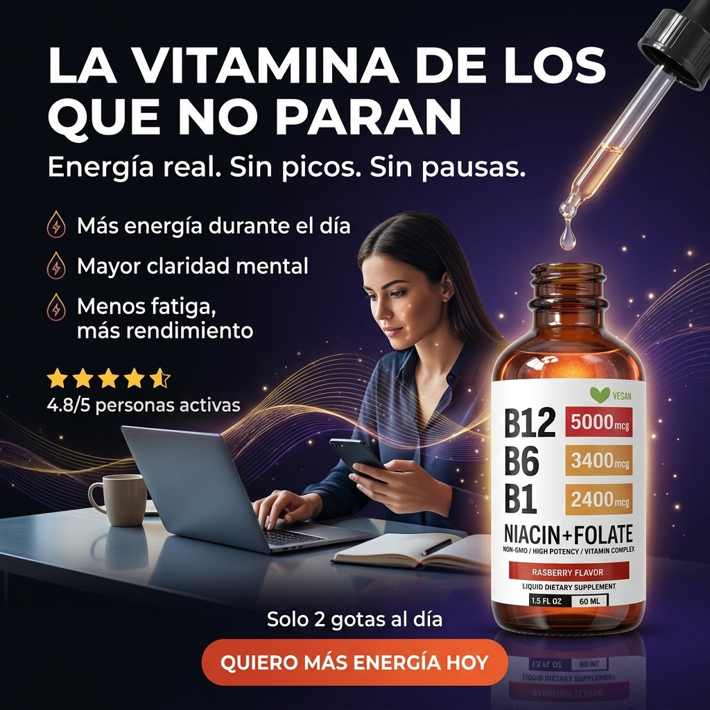 Complejo Vitamina B12 en Gotas 5000mcg – Energía diaria, enfoque mental y menos fatiga en solo 2 gotas