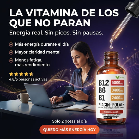 Complejo Vitamina B12 en Gotas 5000mcg – Energía diaria, enfoque mental y menos fatiga en solo 2 gotas