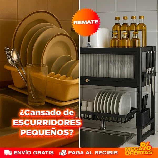 Escurridor y Organizador de Platos para Fregadero 85 cm – Multifuncional Ahorra Espacio