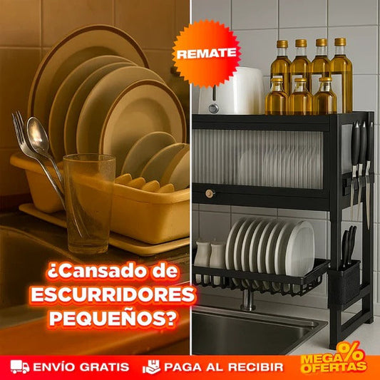 Escurridor y Organizador de Platos para Fregadero 85 cm – Multifuncional Ahorra Espacio