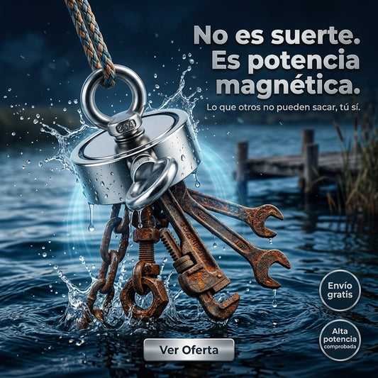 Imán de Pesca Magnética - con Cuerda y Guantes – Descubre Objetos Ocultos en Cada Lanzamiento