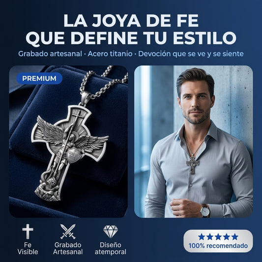 Collar San Miguel "Quis Ut Deus": Grabado Artesanal Elegancia y Resguardo Espiritual