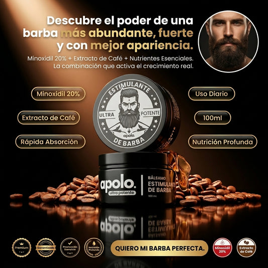 Apolo Balsamo Barba Minoxidil 20% – Estimula el Crecimiento y Densidad de tu Barba en Semanas