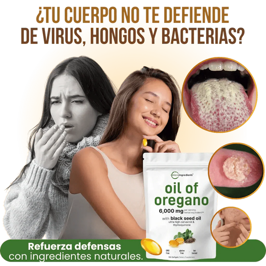 Aceite de Orégano: Elimina Hongos, Virus e Infecciones •180UND•